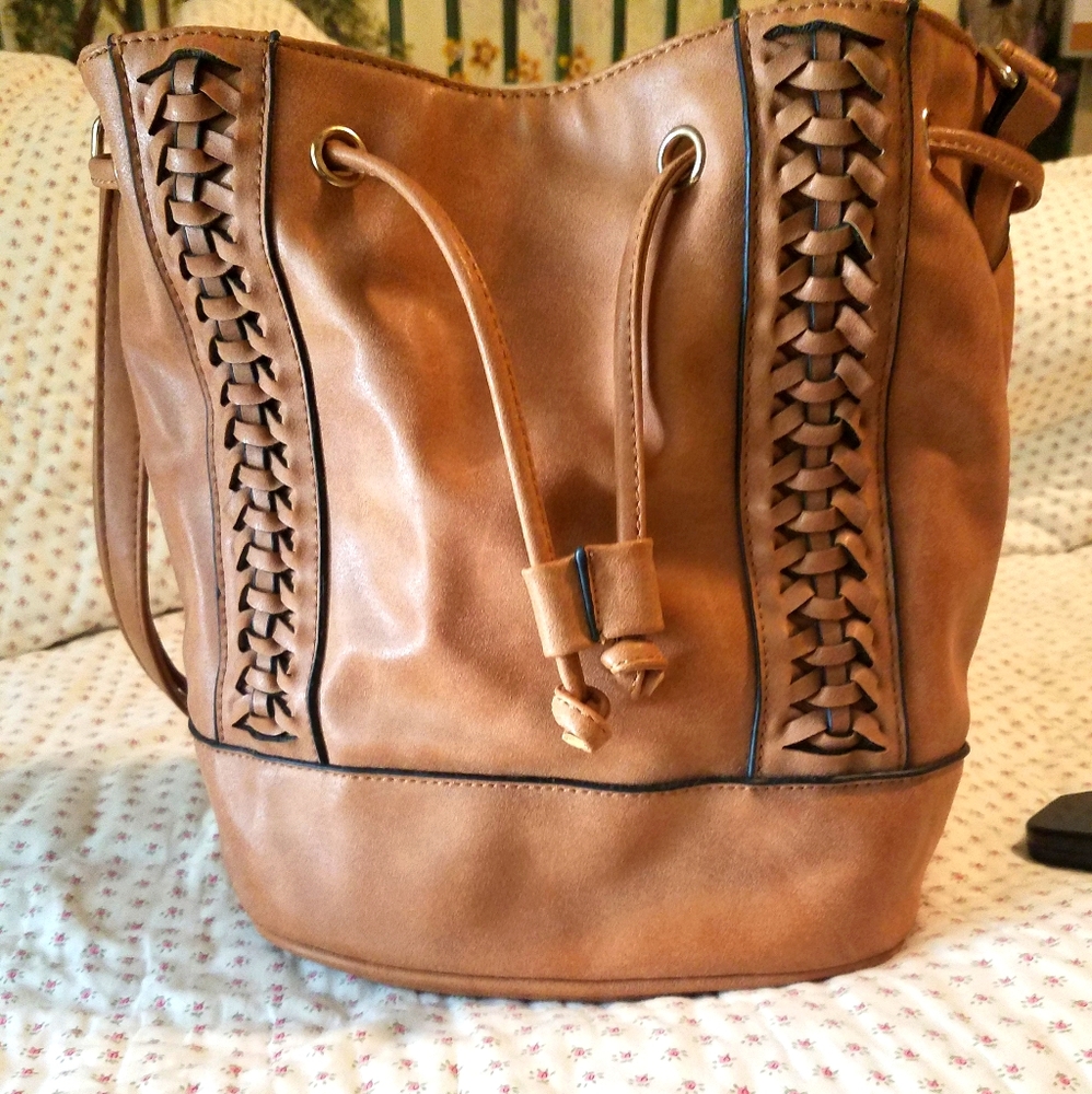 Faux leather bucket bag